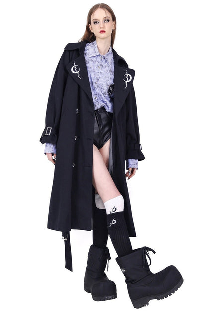Reversible 3D Spliced Tie Trench Coat
