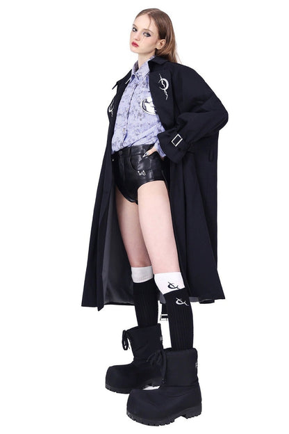 Reversible 3D Spliced Tie Trench Coat