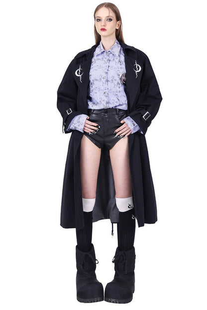 Reversible 3D Spliced Tie Trench Coat