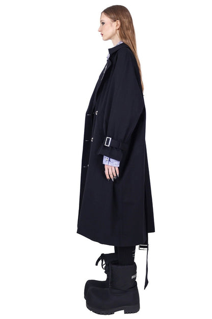 Reversible 3D Spliced Tie Trench Coat