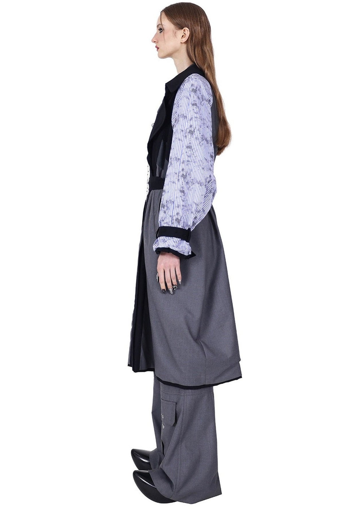 Reversible 3D Spliced Tie Trench Coat