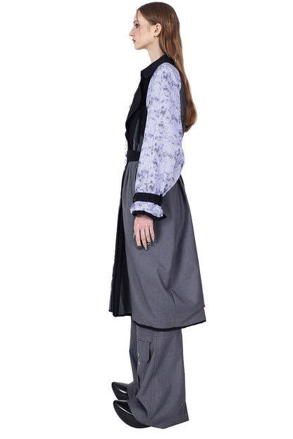 Reversible 3D Spliced Tie Trench Coat