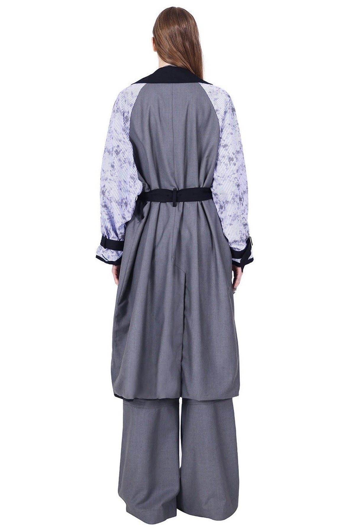 Reversible 3D Spliced Tie Trench Coat