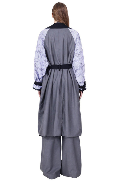 Reversible 3D Spliced Tie Trench Coat