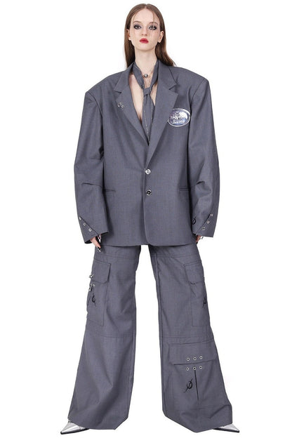 3D Multi-Pocket Wide Pants