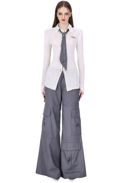 3D Multi-Pocket Wide Pants