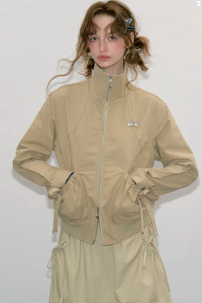 Khaki Lapel Work Jacket