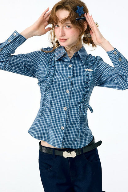 Blue Plaid Long Sleeve Shirt
