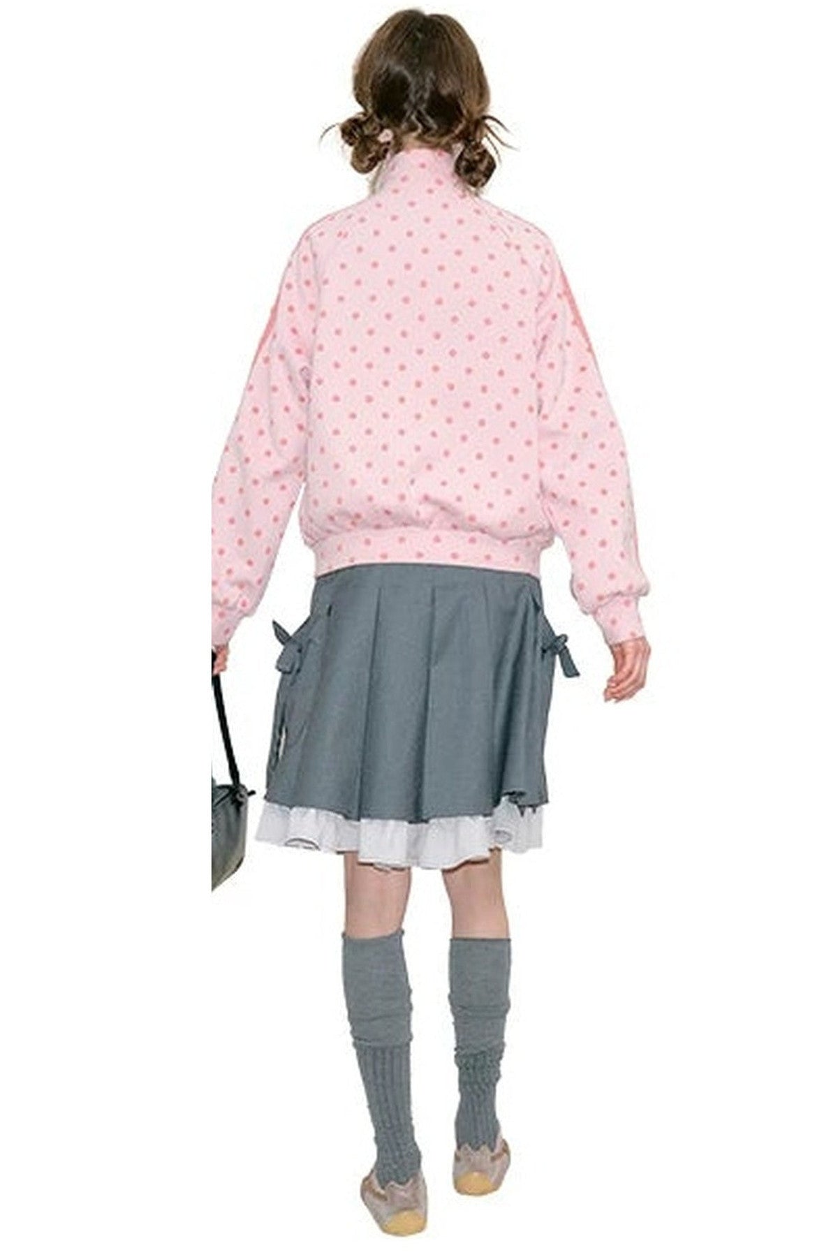 Giacca rosa a pois con zip