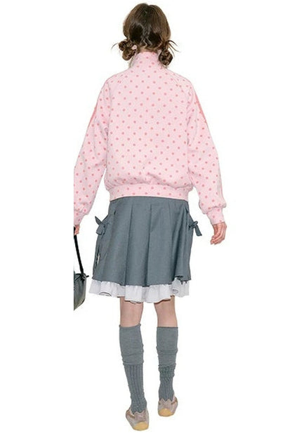 Giacca rosa a pois con zip