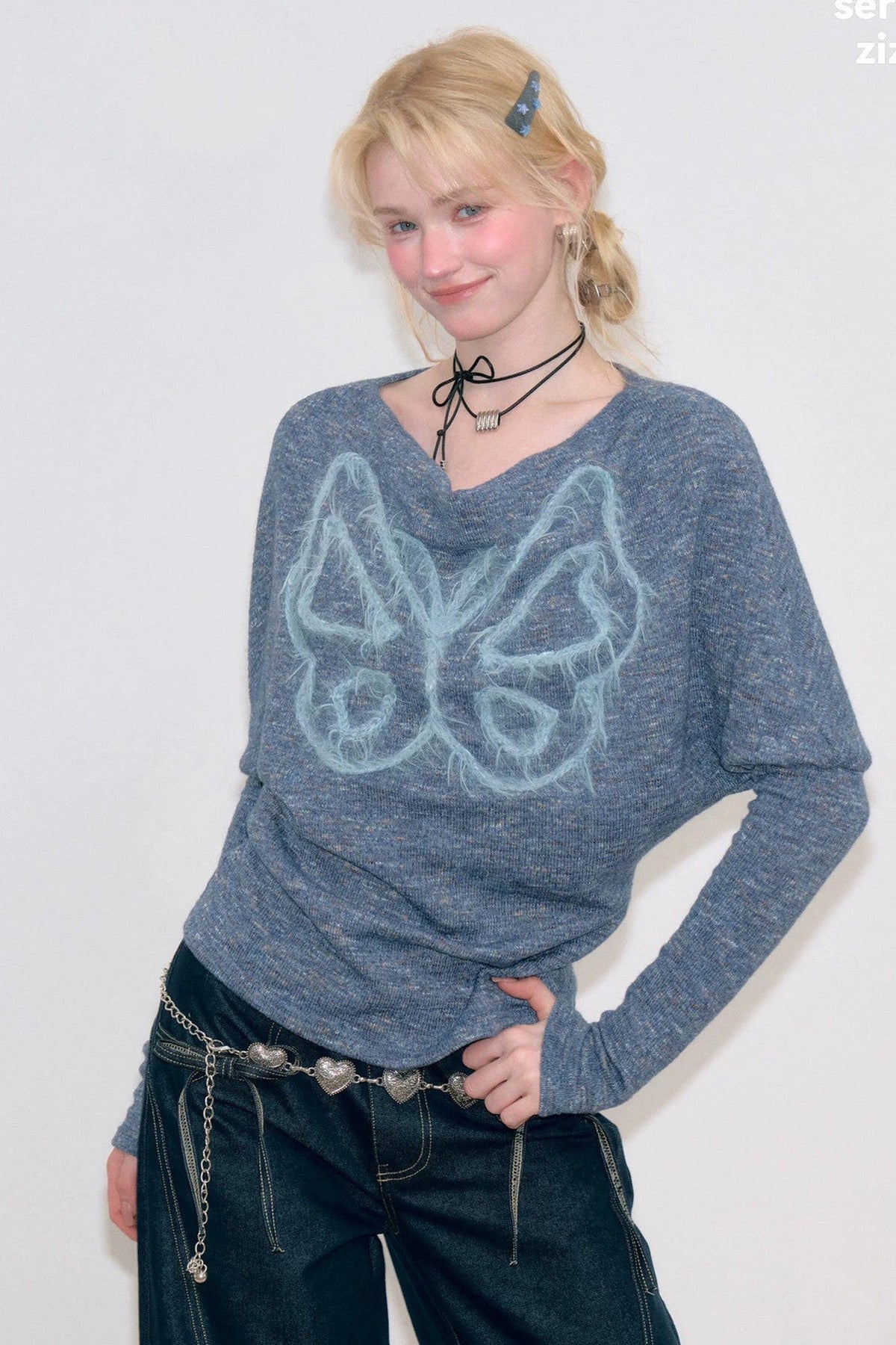 Butterfly Embroidery Base Layer Knit