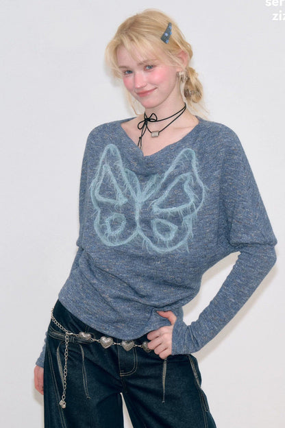 Butterfly Embroidery Base Layer Knit