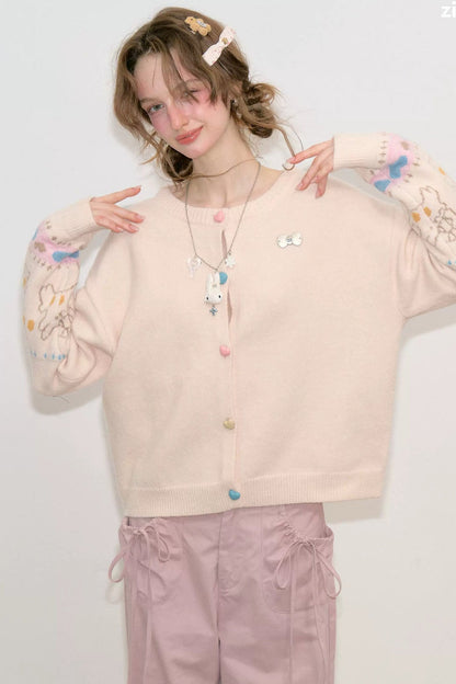 Ensemble cardigan en maille et châle abricot