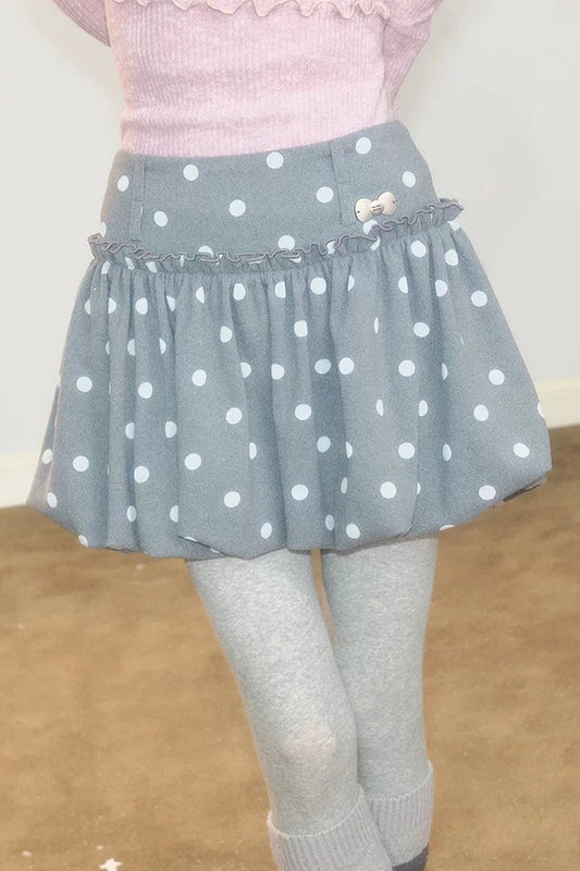 Polka Dot Wool Mini Skirt