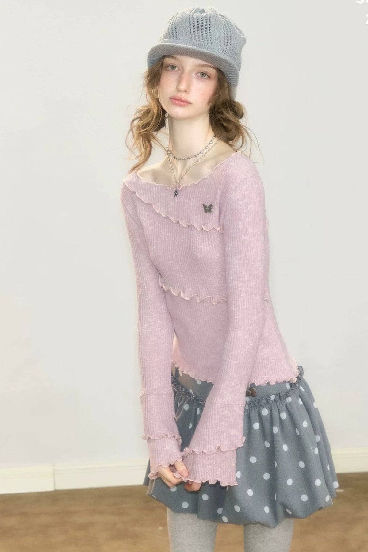 Pink Bell Sleeve Knit Top