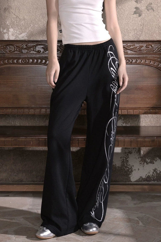 Silver Glitter Printed Loose Sweatpants