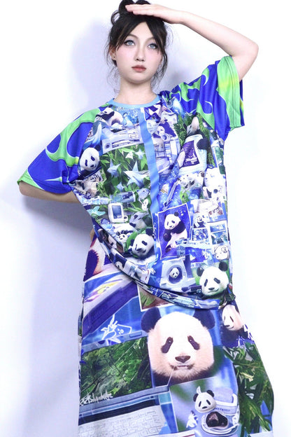 Blue Printed Short Sleeve Tee