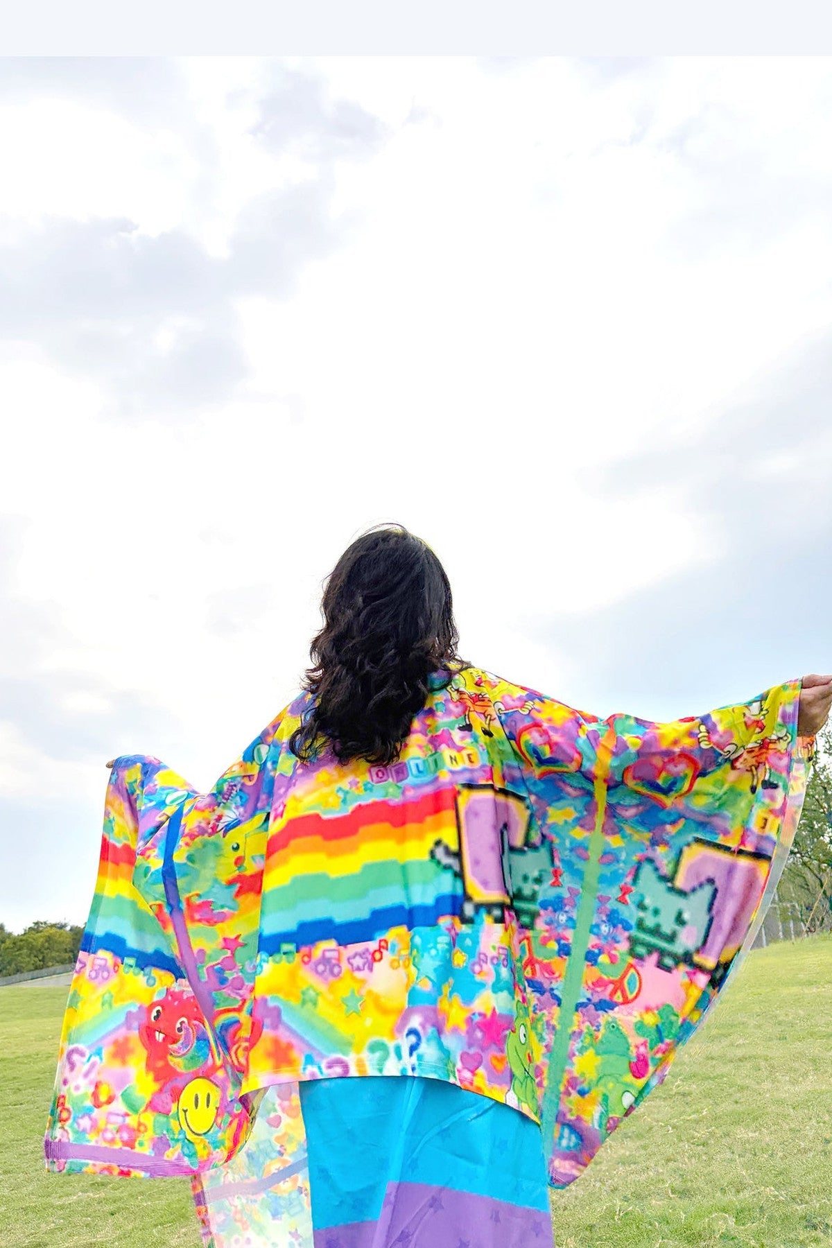 Rainbow Smiley Print Oversized Top