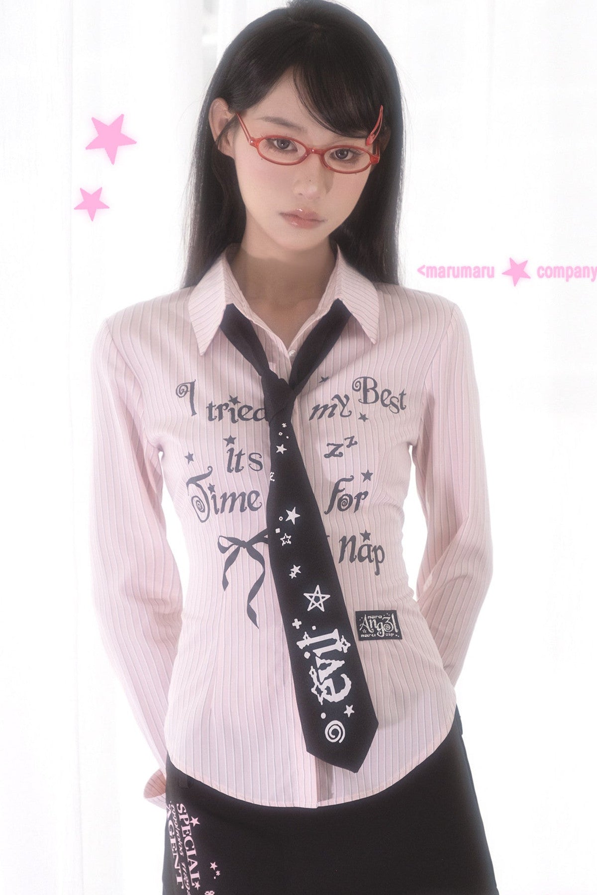 Pink Slim-Fit Text Print Shirt