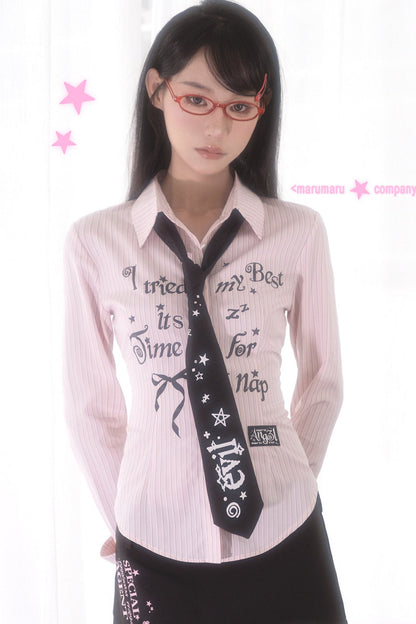 Pink Slim-Fit Text Print Shirt