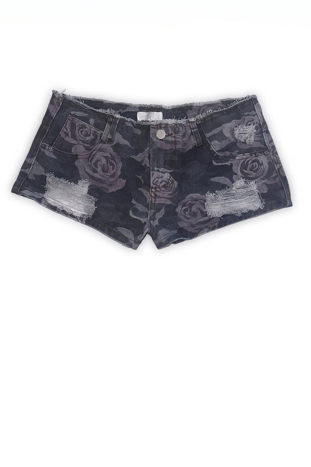 Rose Camo Low-Waist Shorts