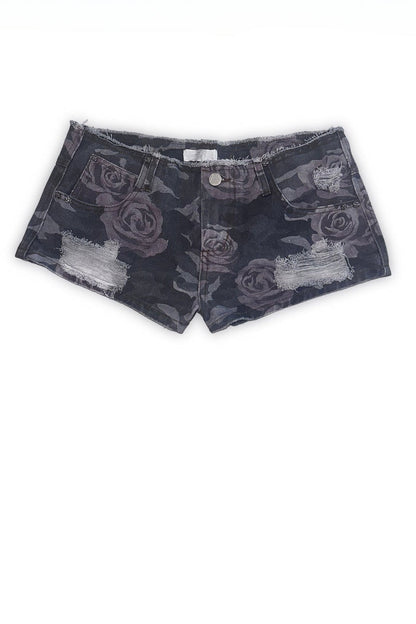 Rose Camo Low-Waist Shorts