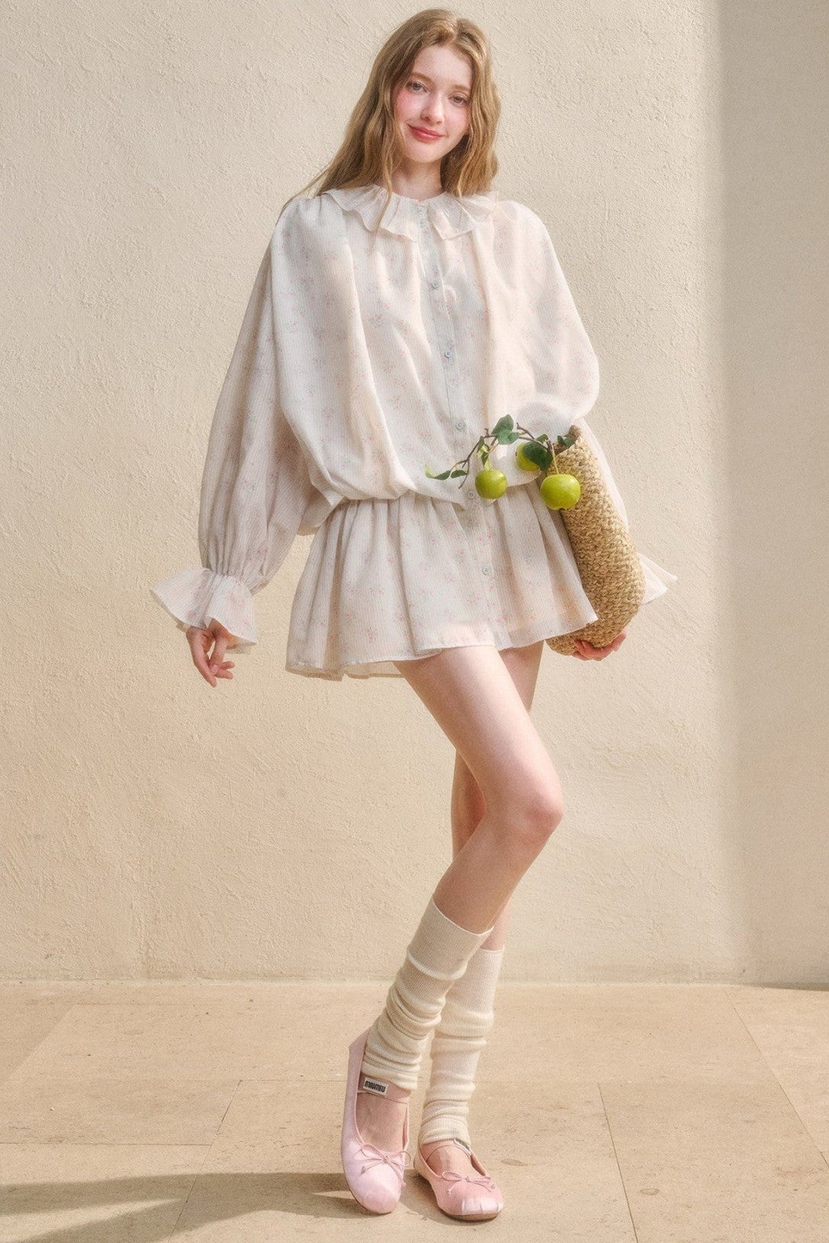 Floral Ruffle Shirt Dress