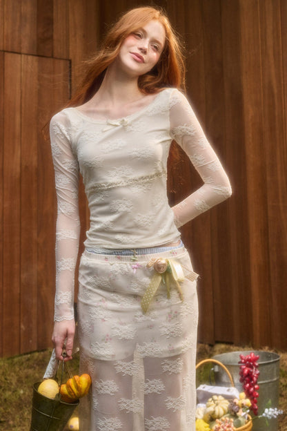 Layered-Look Lace Top and Skirt Set-Up