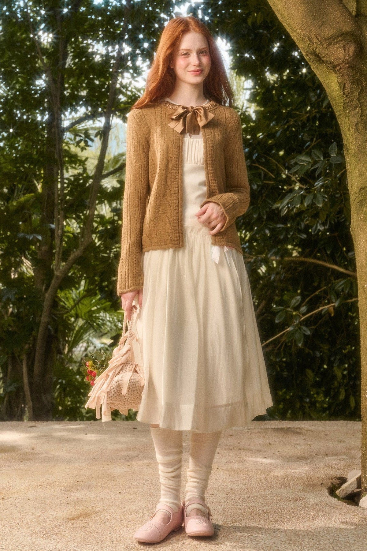 Soft Wool Ribbon Knit Cardigan
