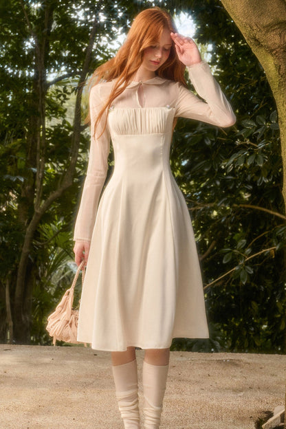 Satin Tencel Lapel Dress Set-Up