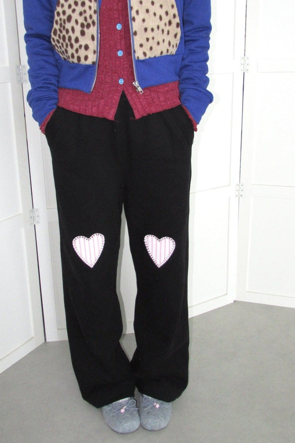 Heart Patch Wide Leg Sweatpants