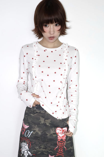 Two-Tone Star Long-Sleeve Top