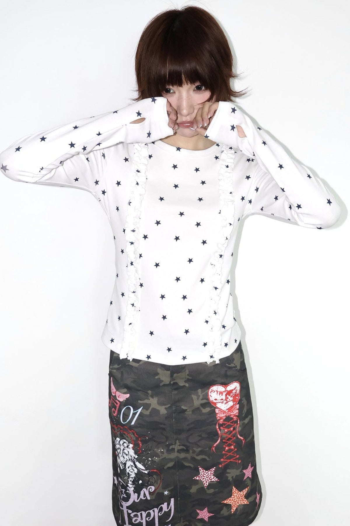 Two-Tone Star Long-Sleeve Top