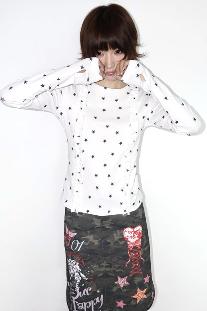 Two-Tone Star Long-Sleeve Top