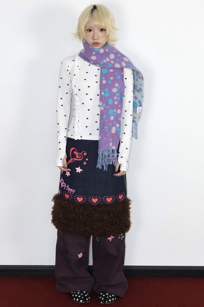 Heart Key A-Line Denim Skirt