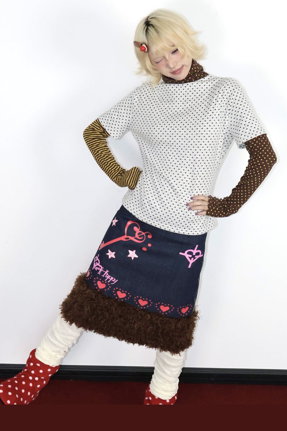 Heart Key A-Line Denim Skirt