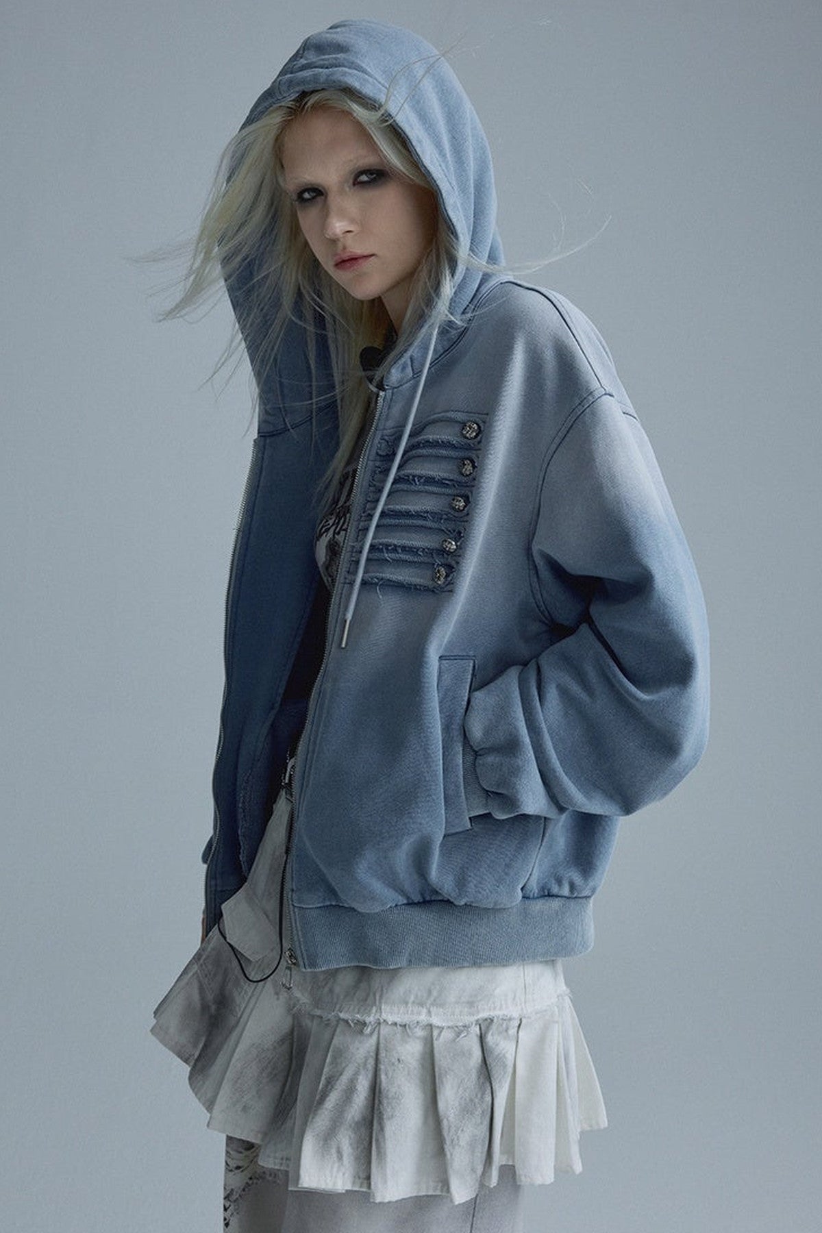 Distressed Gradient Washed Blue Jacket