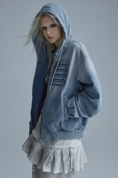 Distressed Gradient Washed Blue Jacket