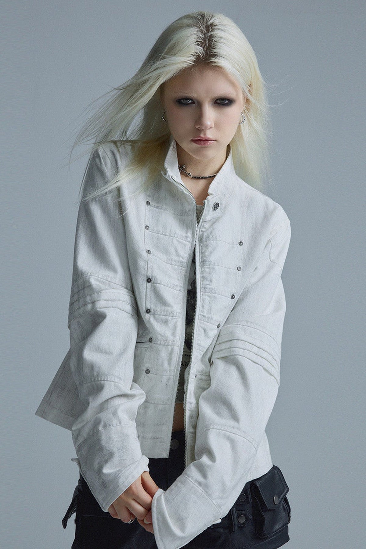 Textured Metal Buckle Jacket