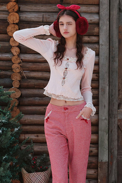 Berry Knit Top, Patchwork Skirt and Jacket Set-Up