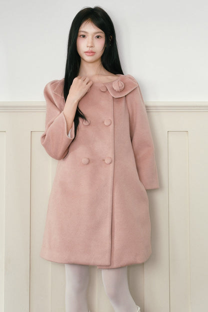 Double-Breasted Three-Quarter Sleeve Coat