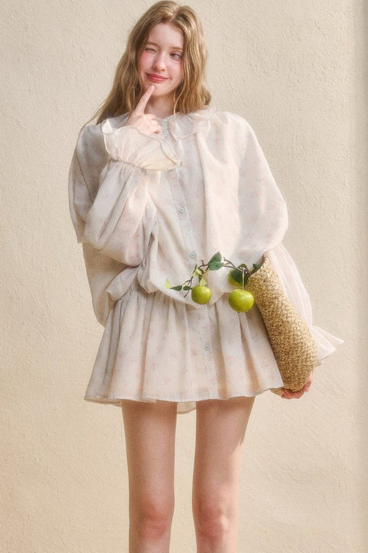 Floral Ruffle Shirt Dress