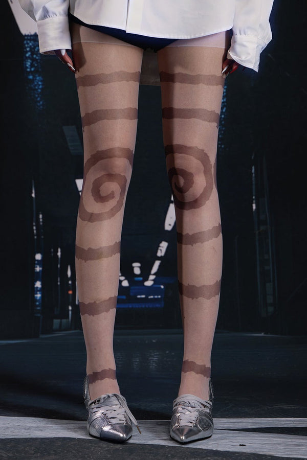 Ultra-Thin Spiral Print Bodystocking