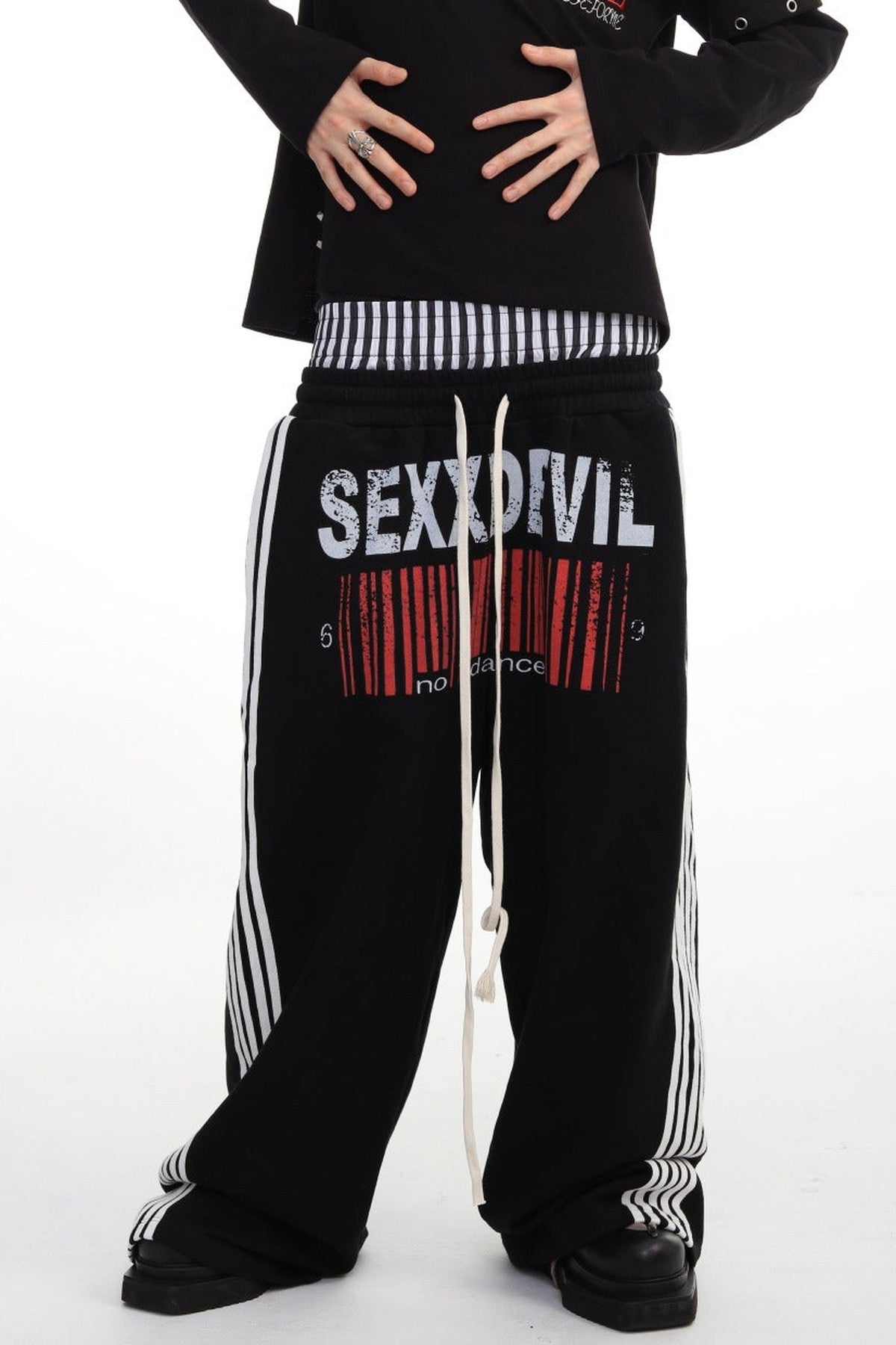 Double-Waist Five-Stripe Graphic Sweatpants