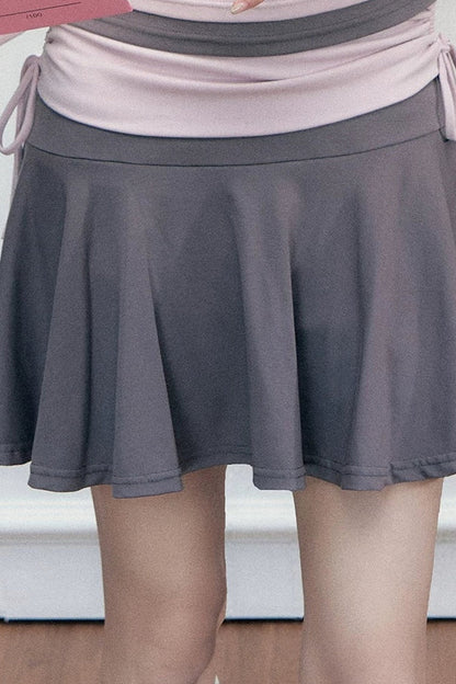 Layered-Look Letter Print Top and Skirt Set-Up