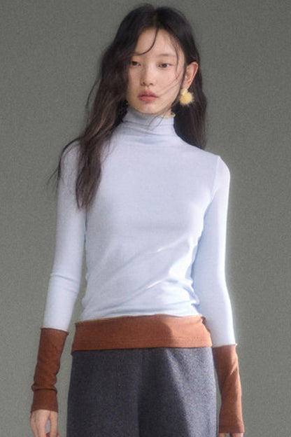 Wool Blend Color-Block Knit Top