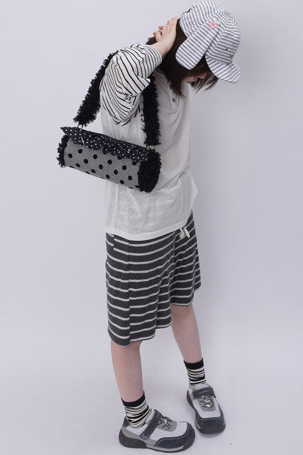 Polka Dot Ruffled Cylinder Bag