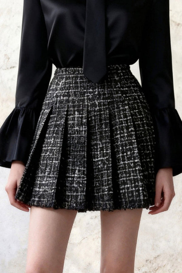 Ruffled Shirt Pleated Skirt Set-Up