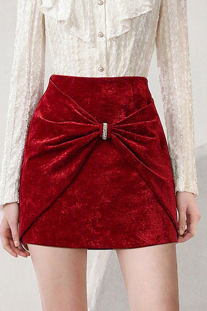 Velvet High-Waisted A-Line Skirt