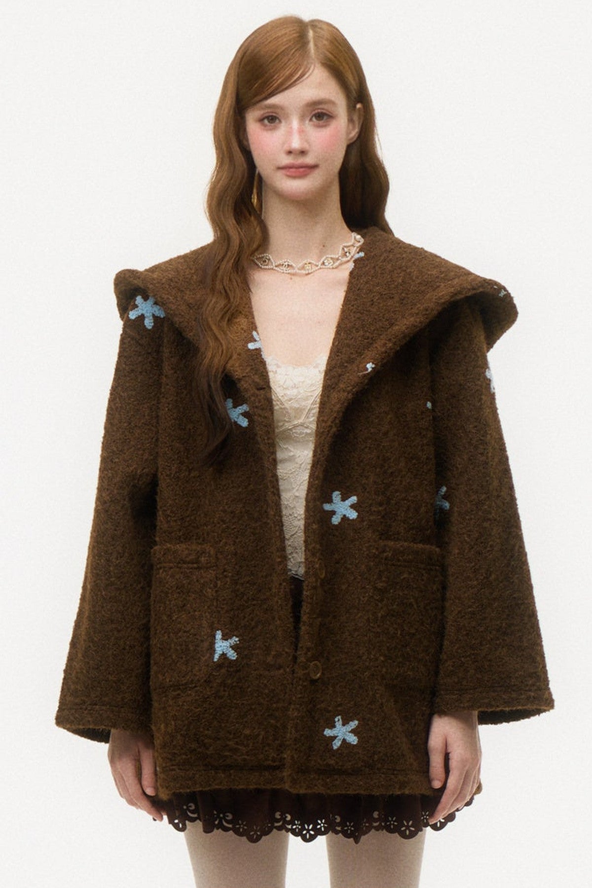 3D Embroidered Wool Coat